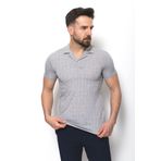 Mcr Desenli Gri Renk Slim Fit Apaç Yaka Erkek T-shirt