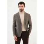 MCR Desenli Kahverengi Slim Fit Mono Yaka Yün Erkek Ceket - 52
