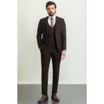 MCR Desenli Kahverengi Slim Fit Mono Yaka Yün Erkek Takım Elbise - 50 - 6 Drop