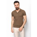 Mcr Desenli Kamel Rengi Slim Fit Apaç Yaka Erkek T-shirt