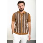 Mcr Desenli Kamel Slim Fit Polo Yaka Erkek Triko Gömlek