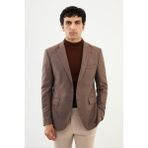MCR Desenli Kiremit Rengi Slim Fit Mono Yaka Yün Erkek Ceket - 50