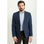 MCR Desenli Lacivert Renk Slim Fit Torba Cep Mono Yaka Keten Erkek Ceket - 46