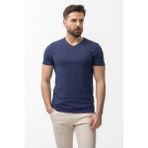 Mcr Desenli Lacivert Renk Slim Fit V Yaka Basic Erkek T-shirt