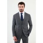 MCR Desenli Lacivert Slim Fit Mono Yaka Klasik Yün Erkek Takım Elbise - 48 - 6 Drop