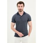 Mcr Desenli Lacivert Slim Fit Polo Yaka Erkek T-shirt