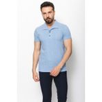MCR Desenli Mavi Renk Slim Fit Apaç Yaka Keten Erkek T-Shirt