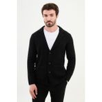 MCR Desenli Siyah Slim Fit Yün Erkek Triko Ceket - 2XL