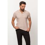 Mcr Desenli Slim Fit Apaç Yaka Erkek T-shirt Bej - 36691.22y