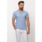 Mcr Desenli Slim Fit Apaç Yaka Erkek T-shirt Mavi - 36691.22y