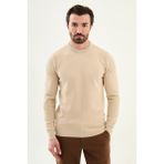 MCR Desenli Slim Fit Bisiklet Yaka Erkek Kazak - Bej