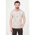 MCR Desenli Slim Fit Bisiklet Yaka Kısa Kol Erkek T-Shirt - Bej