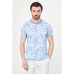 MCR Desenli Slim Fit Bisiklet Yaka Kısa Kol Erkek T-Shirt - Mavi - 2XL