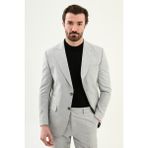 MCR Desenli Slim Fit Geniş Yaka Erkek Takım Elbise - Gri - 6 Drop - 54
