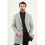 MCR Desenli Slim Fit Geniş Yaka Kaşe Erkek Kaban Gri Orta Kalınlık Uzun Kol - 54