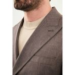 MCR Desenli Slim Fit Geniş Yaka Kruvaze Erkek Takım Elbise - Kahverengi - 6 Drop - 54