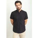 Mcr Desenli Slim Fit Hakim Yaka Kısa Kollu Pamuk Erkek Gömlek Siyah - 37748.23y