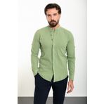 Mcr Desenli Slim Fit Hakim Yaka Uzun Kollu Keten Erkek Gömlek Çağla - 37780.23y