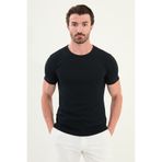 Mcr Desenli Slim Fit Kısa Kollu Pamuk Erkek T-Shirt Lacivert - 36858.25Y