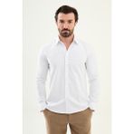 MCR Desenli Slim Fit Klasik Uzun Kollu Erkek Gömlek - Beyaz - XL