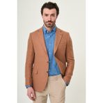 MCR Desenli Slim Fit Mono Yaka Keten Erkek Ceket - 46 - Kamel