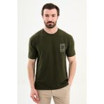 MCR Desenli Slim Fit Nakışlı Bisiklet Yaka Erkek T-Shirt - Haki
