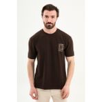 MCR Desenli Slim Fit Nakışlı Bisiklet Yaka Erkek T-Shirt - Kahverengi - XL