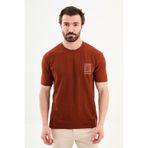 Mcr Desenli Slim Fit Nakışlı Bisiklet Yaka Erkek T-Shirt Kiremit - 36870.26Y