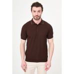 MCR Desenli Slim Fit Polo Yaka Düğmeli Erkek Triko T-Shirt - Kahverengi - 2XL
