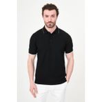 MCR Desenli Slim Fit Polo Yaka Düğmeli Erkek Triko T-Shirt - Siyah - XL