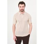 MCR Desenli Slim Fit Polo Yaka Erkek Triko T-Shirt - Bej