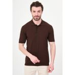 MCR Desenli Slim Fit Polo Yaka Erkek Triko T-Shirt - Kahverengi - 2XL