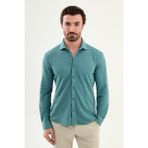 MCR Desenli Slim Fit Uzun Kollu Erkek Gömlek - Açık Yeşil - 2XL