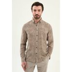 MCR Desenli Slim Fit Uzun Kollu Erkek Gömlek - Kamel
