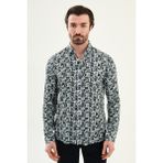 MCR Desenli Slim Fit Uzun Kollu Erkek Gömlek - Lacivert - XL