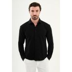 MCR Desenli Slim Fit Uzun Kollu Erkek Gömlek - Siyah