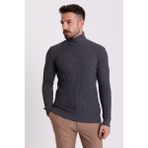 MCR Dokulu Antrasit Rengi Slim Fit Tam Balıkçı Yaka Erkek Kazak - 2XL
