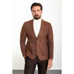 MCR Dokulu Kiremit Rengi Slim Fit Torba Cep Mono Yaka Yün Erkek Ceket - 46