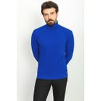 MCR Dokulu Saks Rengi Slim Fit Tam Balıkçı Yaka Erkek Kazak - 2XL