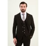 MCR Dokulu Slim Fit Mono Yaka Erkek Takım Elbise - Kahverengi - 6 Drop - 48