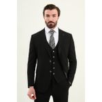 MCR Dokulu Slim Fit Mono Yaka Erkek Takım Elbise - Siyah - 6 Drop - 50