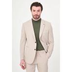 MCR Dokulu Slim Fit Mono Yaka Torba Cep Erkek Ceket - 50 - Bej