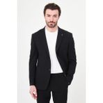 MCR Dokulu Slim Fit Mono Yaka Torba Cep Erkek Ceket - 52 - Siyah