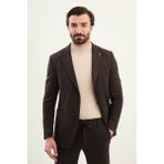 MCR Dokulu Slim Fit Mono Yaka Torca Cep Beli Lastikli Ipli Erkek Takım Elbise - Kahverengi - 6 Drop - 50