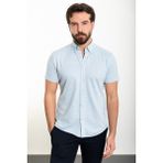 MCR Düz Açık Mavi Slim Fit Kısa Kollu Erkek Gömlek - 2XL