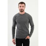 MCR Düz Antrasit Slim Fit Bisiklet Yaka Uzun Kollu Erkek T-Shirt - 2XL