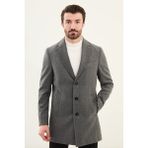 MCR Düz Antrasit Slim Fit Mono Yaka Klasik Erkek Kaşe Kaban - 58