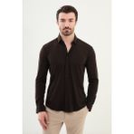 MCR Düz Bej Slim Fit Erkek Gömlek - Kahverengi