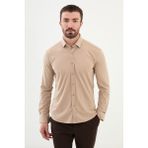 MCR Düz Bej Slim Fit Erkek Gömlek