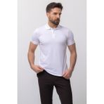 Mcr Düz Beyaz Renk Slim Fit Polo Yaka Basic Erkek T-shirt
